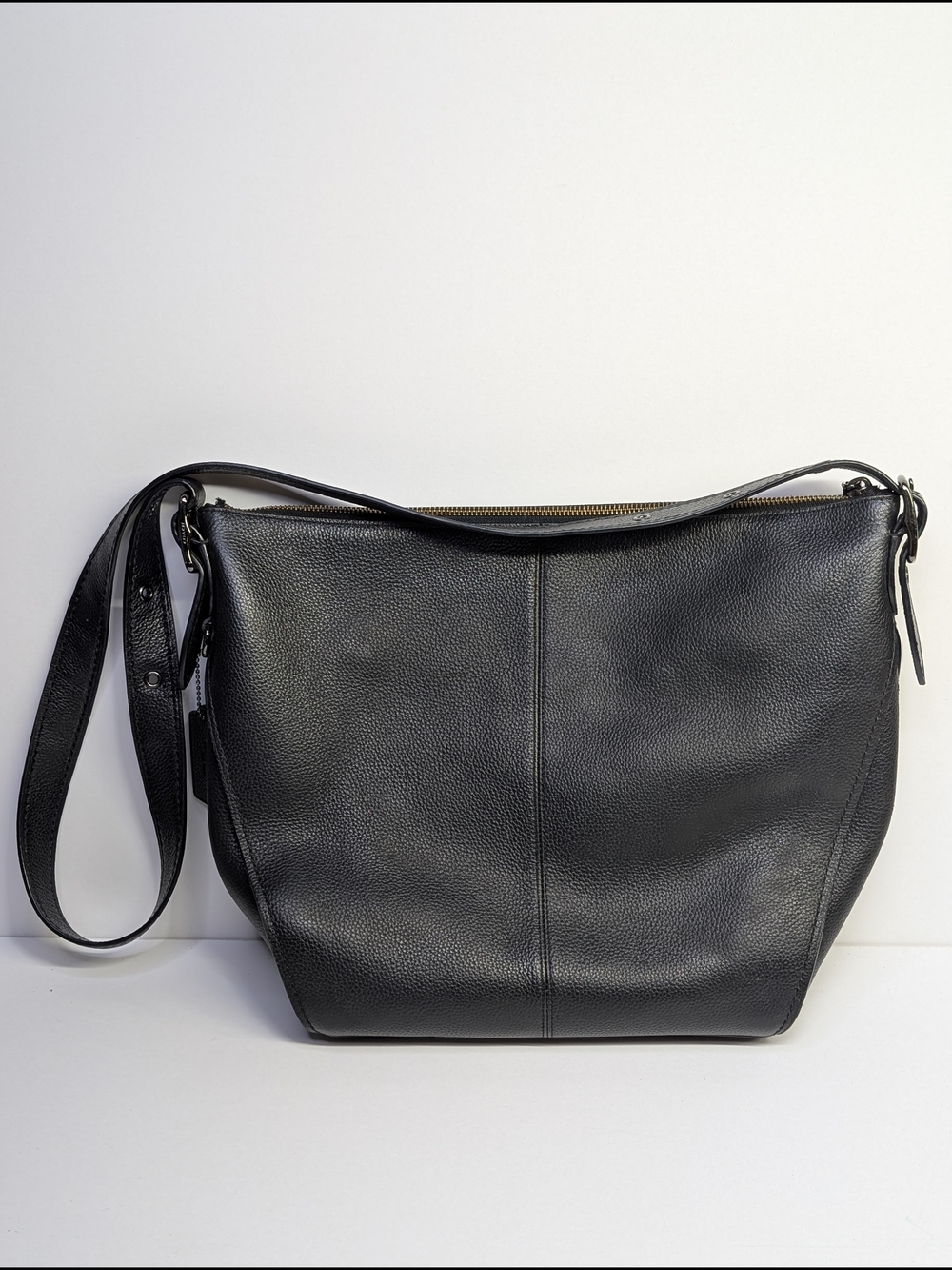 Coach 21378 Black Pebbled Leather Dufflette Crossbody Shoulder Bag Purse - Picture 2 of 11
